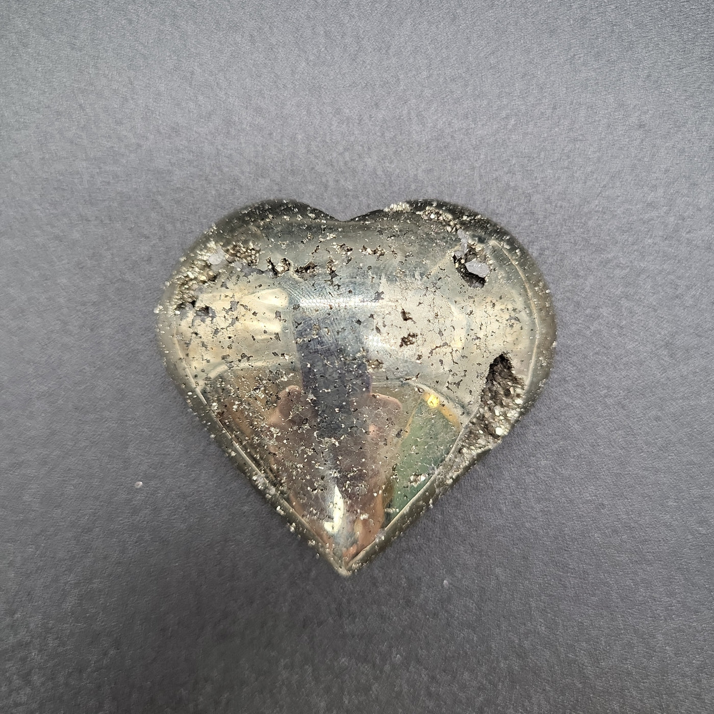 2" Pyrite Heart Carved Crystal