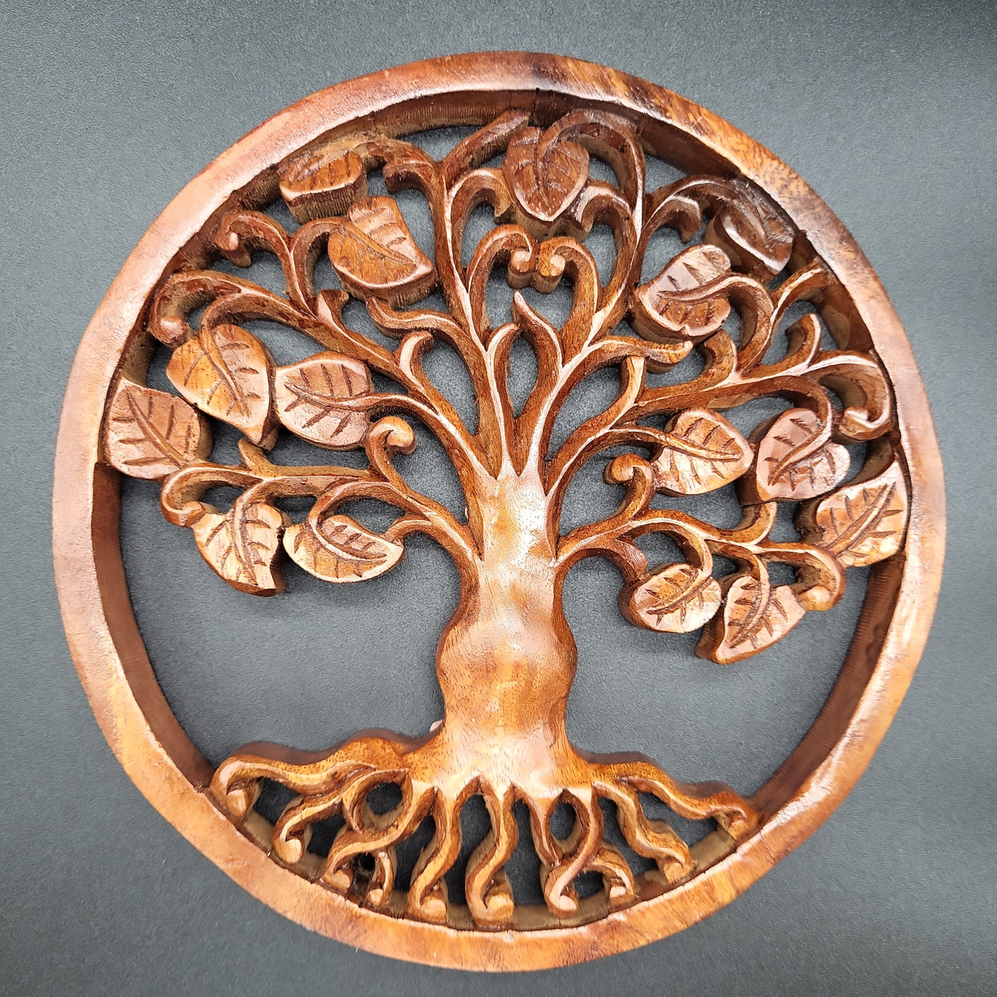 7.85" Tree of Life w/Leaves Wood Wall Plaque