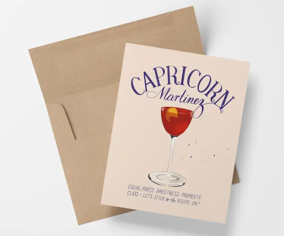 Capricorn - Cocktail Zodiac Astrology  Greeting/Birthday Card