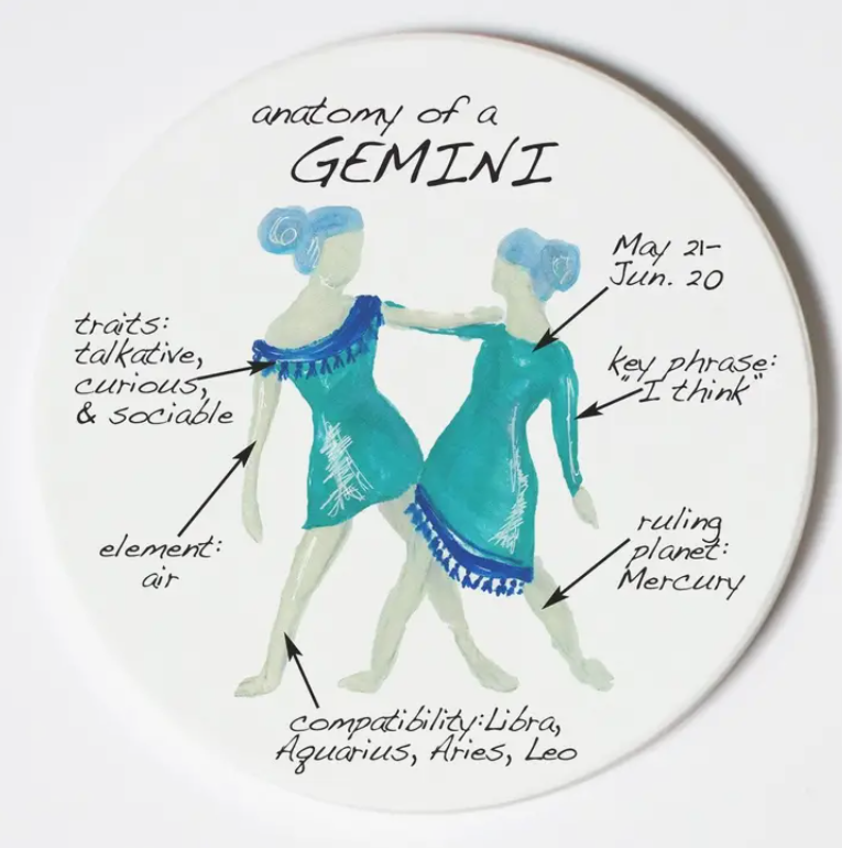 Gemini Zodiac Anatomy Coasters