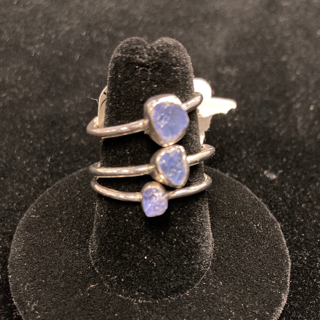 Tanzanite Stackable Crystal Ring - Sterling Silver