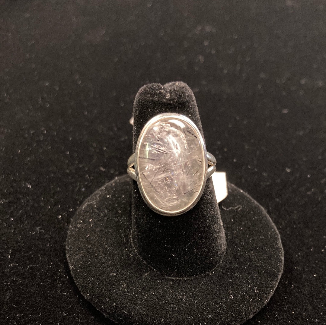 Tourmalinated/ Black Rutilated Quartz Ring Sterling Silver Size 7