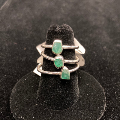 Emerald Stackable Crystal Ring - Sterling Silver