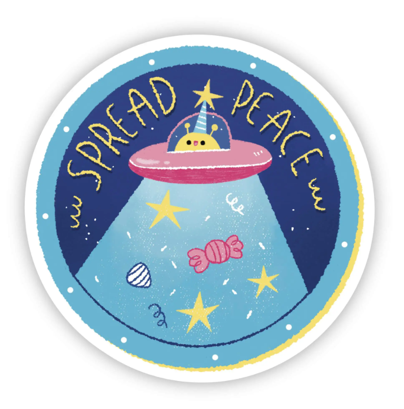 Spread Peace Alien UFO Sticker