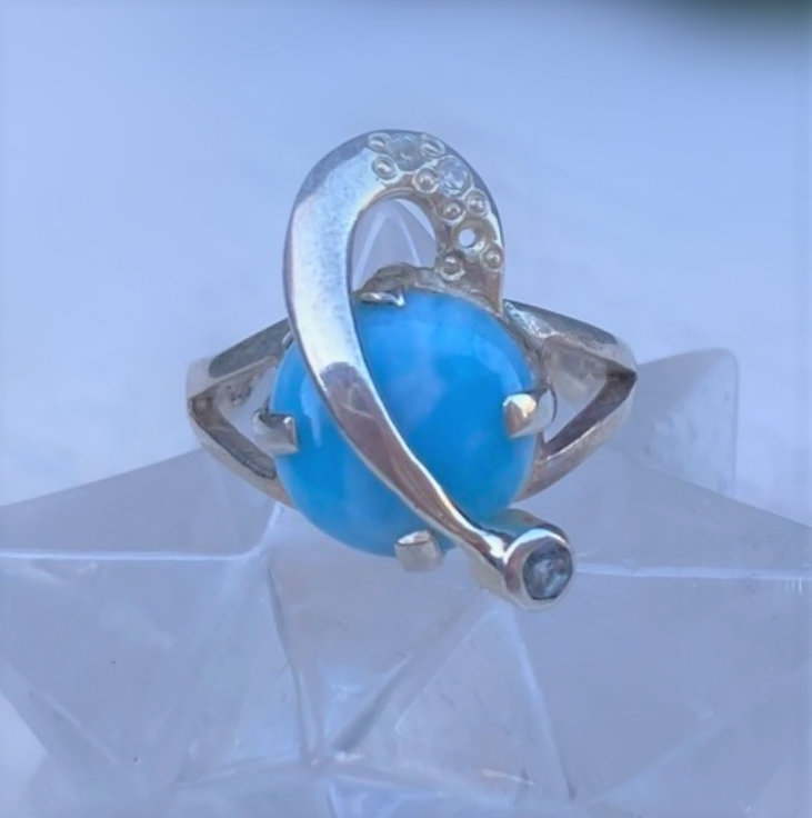 Larimar w/Shooting Star Ring, Sterling Silver - Size 6