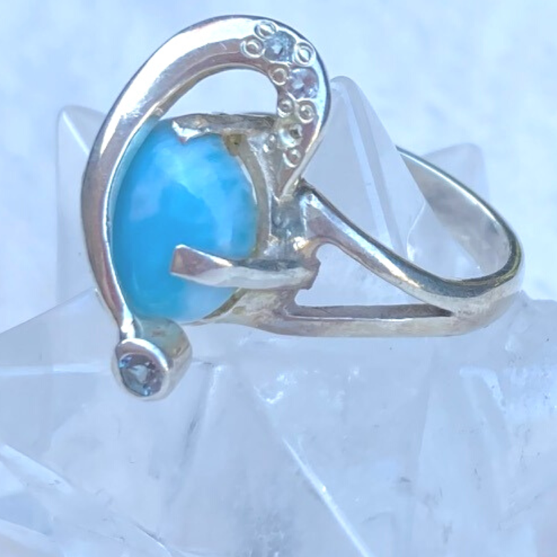 Larimar w/Shooting Star Ring, Sterling Silver - Size 6