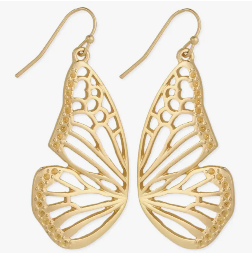 Gold Butterfly Wing Earrings