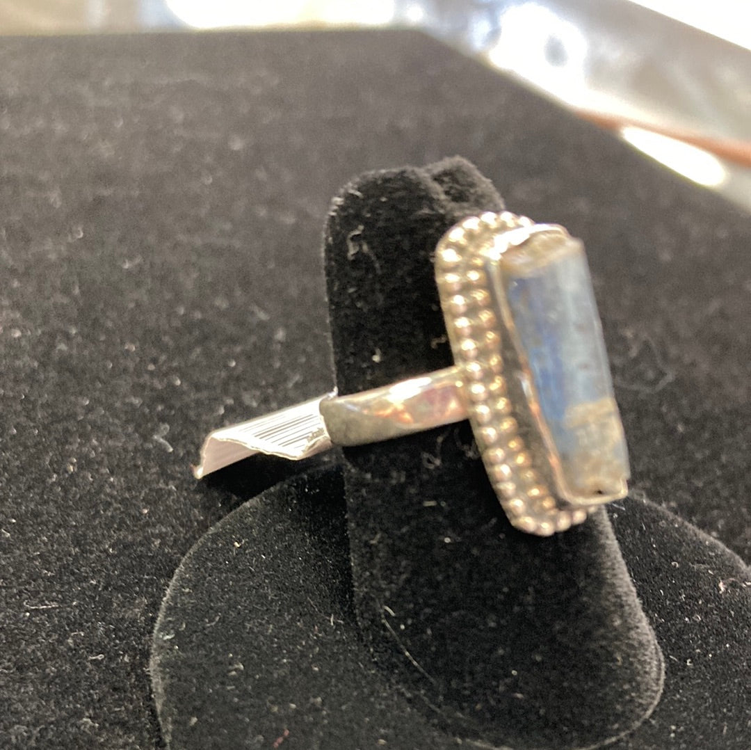 Kyanite Rectangle Sterling Silver Ring- 6