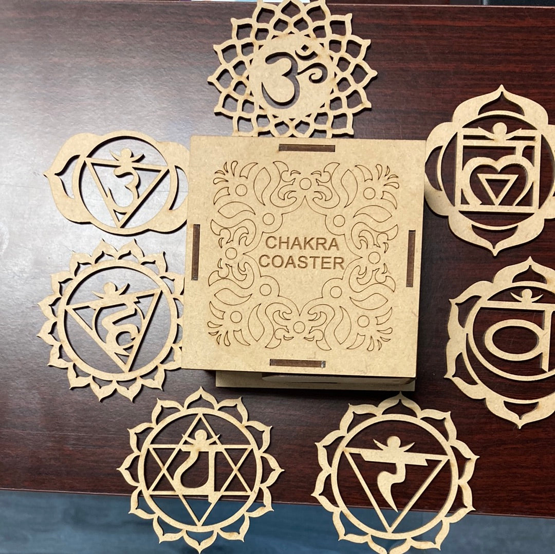 Wooden Seven Chakra Coaster/Altar Tile 3"-Set of 7 L04-26-COAST-01
