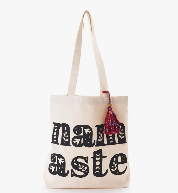 Namaste Tassel Canvas Tote Bag